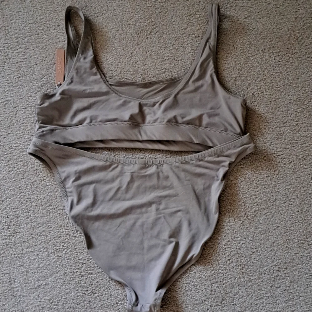 SKIMS Beige Scoop Bikini Top and High-Cut Bottoms